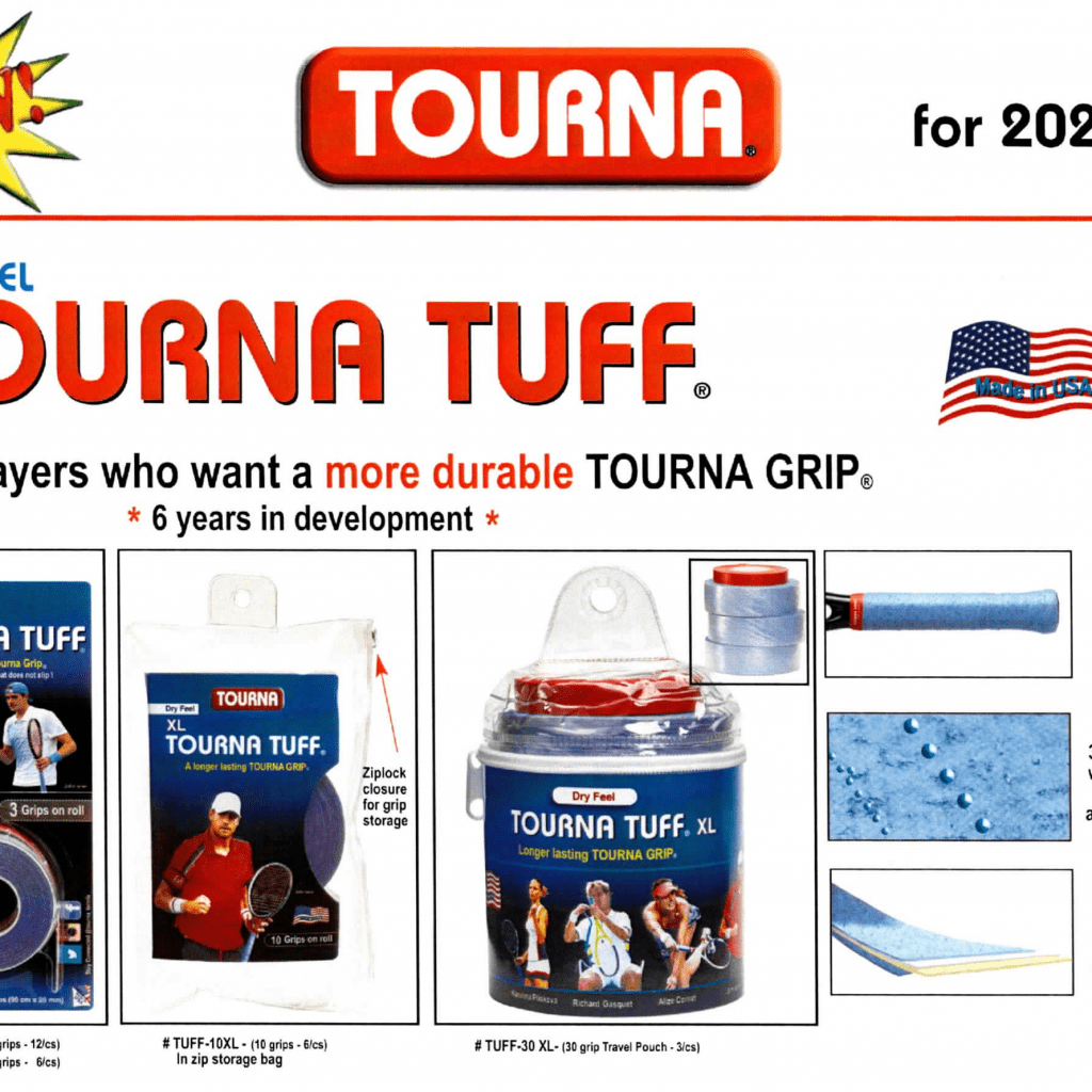 Tourna Tuff 3 Pack - Impugnatura Da Tennis Antiscivolo | Presa Salda Con Nastro