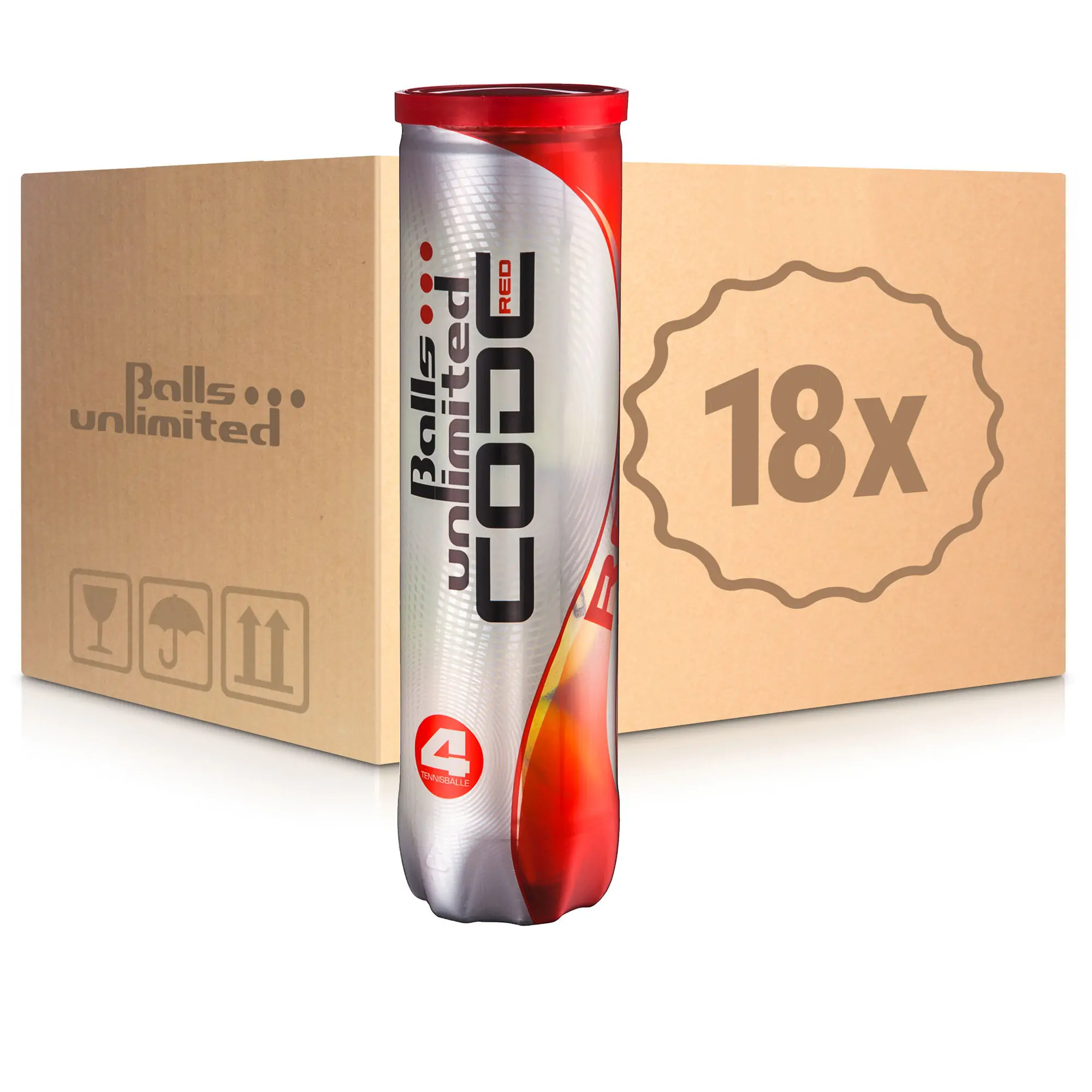 CARTONS DE 18 tubes de 4 BALLES CODE RED
